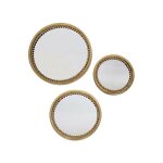 Emde - lot de 3 miroirs ronds perles en m�tal dor� 18, 23 et 28cm