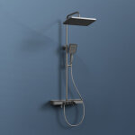 Emke - colonne de douche thermostat, 45 x 13 cm �tag�res en verre, douchette, 3 types de jets, douche ...