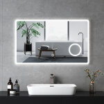 Emke - miroir lumineux de salle de bain avec interrupteur tactile, 3x loupe, lumi�re blanche froide 100x60cm ...