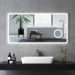 Emke - miroir lumineux de salle de bain avec interrupteur tactile, 3x loupe, lumi�re blanche froide 120x60cm ...