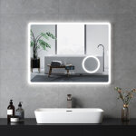 Emke - miroir lumineux de salle de bain avec interrupteur tactile, fonction anti - bu�e, horloge, bluetooth, ...