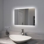 Miroir lumineux de salle de bain r�tro - �clair� avec interrupteur � bouton, anti - bu�e, deux couleurs ...