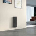 Radiateur eau chaude en acier tube rond mural horizontal design anthracite 60x24cm unique couche - emke ...