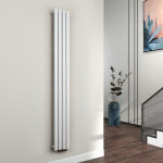 Emke radiateur eau chaude en acier tube rond mural verticale design blanc 180x24cm unique couche