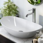 Emke - vasque  poser salle de bain en cramique, lavabo ovale en cramique, blanc brillant - 61, 5 x ...