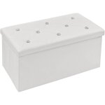 Bout de lit pouf r�cipient repose pieds diamant strass swarovski couleur unie 76x38x38 cm - blanc