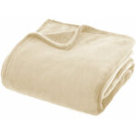 Emmevi mv s. p. a. - plaid tr�s doux couleur unie couverture chaud polaire lit canap� beige - 210x230 ...