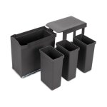 Emuca 8907123 poubelle gris antracite 3 x 10 litres