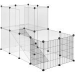 Enclos lapin - pawhut - 2 niveaux - modulable - design ouvert et visible - pour petits animaux - 27pcs ...