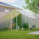 Enclos poulailler m�tal 3x2 m avec toit pe �tanche anti - uv, porte verrouillable, grillage pvc ? pour ...