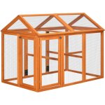 Pawhut ? enclos poulailler grillag� 140l x 88, 5l x 106h cm ? bois de sapin lasur� ? pour 1 � 3 poules ...
