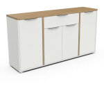 Enfilade access - 4 portes + 1 tiroir - d�cor chene hamilton et blanc - l 160, 7 x p 39, 6 x h 85, 6 ...