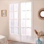 Paire de petits voilages droits finition passe tringle blanc 90x220 cm