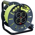 Enrouleur �lectrique 4 prises schuko 16a ? c�ble h05vv - f 3g1. 5 de 50 m�tres ? dispositif de s�curit� ...