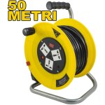 Enrouleur de c�ble �lectrique rallonge prise schuko 3 prises c�ble 50 m m�tres rcr - 50