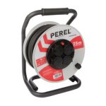 Perel - enrouleur de cble professionnel en noprne - 25 m - 3g2. 5 - 4 prises - mise  la terre par ...