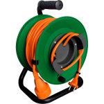 Zenitech - enrouleur sans prise 2x1, 5 mm� 40m pied m�tal + coupe circuit - vert / orange