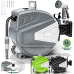 Tillvex enrouleur de tuyau d'arrosage 20 + 2m gris pour jardin - avec support mural + poign�e d�vidoir ...