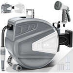 Tillvex enrouleur de tuyau d'arrosage 30 + 2m gris pour jardin - avec support mural + poign�e d�vidoir ...