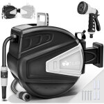 Tillvex enrouleur de tuyau d'arrosage 30 + 2m noir pour jardin - avec support mural + poigne dvidoir ...