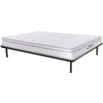 Vente - unique - ensemble 140 x 200 cm cadre  lattes + matelas ressorts 3 zones et mmoire de forme ...