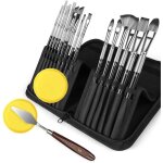 Ensemble de 15 pinceaux d'artiste pour peintures acryliques aquarelles peintures  l'huile peinture plate ...