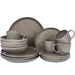 Ensemble de 16 pices de vaisselle en grs finition ractive gris postmary