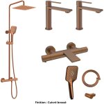Esc - ensemble 2 mitigeurs lavabo + colonne de douche + mitigeur bain + support douchette flexible couleur ...
