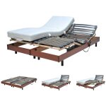 Ensemble 2 sommiers relaxation �lectrique flexpur 80x200 + 2 matelas m�moire de forme / d�cor merisier ...