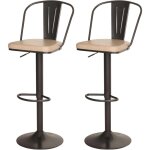 Ensemble de 2 tabourets de bar chaise haute r�glable en hauteur rotatif design industriel en simili cuir ...