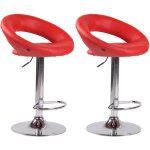 Ensemble de 2 tabourets de bar olinda en fausse peau rouge, chrom