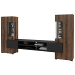 Ensemble de 3 meubles de salon collection kobee. couleur chêne foncé et noir. Ensemble de 3 meubles de salon collection kobee. couleur chêne foncé et noir.