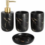 Ensemble de 4 accessoires de salle de bain en céramique avec distributeur de savon, gobelets, porte - ... Ensemble de 4 accessoires de salle de bain en céramique avec distributeur de savon, gobelets, porte - ...