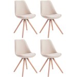 Clp - lot de 4 chaises de salle  manger toulouse tissu pieds ronds bois crme nature