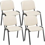 Lot de 4 chaises visiteur empilables ken en similicuir et pi�tement noir cr�me