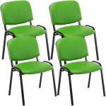 Lot de 4 chaises visiteur empilables ken en similicuir et pi�tement noir vert