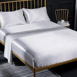 Ensemble 4 pi�ces de draps de lit en satin couleur unie 1 x drap housse 198203 cm 2 personnes avec grand ...