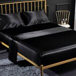 Ensemble 4 pi�ces de draps de lit en satin couleur unie 1 x drap housse 198203 cm 2 personnes avec grand ...