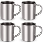 Ensemble de 4 tasses  caf avec poigne double paroi tasses 220ml pour la maison rv