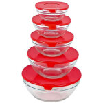 Ensemble 5 pi�ces r�cipient bol verre bouchon micro - ondes cong�lateur