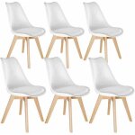Ensemble de 6 chaises de salle à manger blanches, Élégance scandinave avec pieds en bois massif, design ... Ensemble de 6 chaises de salle à manger blanches, Élégance scandinave avec pieds en bois massif, design ...