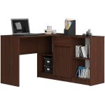 Akord - ensemble d'angle bureau b17 avec commode weng 120 cm 1 porte 1 tiroir faade weng 6 tagres ...