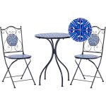 Ensemble de balcon vintage en m�tal table et chaises ext�rieur cadre en fer mosa�que bleu noir cigliano ...