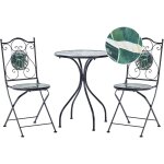 Ensemble de balcon vintage en m�tal table et chaises ext�rieur cadre en fer motif mosa�que verte noir ...