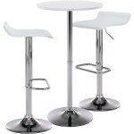 Clp - ensemble de bar esberg avec 1 table haute et 2 tabourets de bar blanc