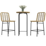 Ensemble de bar de jardin 3 pcs style colonial - 2 tabourets, table - métal époxy résine tressée aspect ... Ensemble de bar de jardin 3 pcs style colonial - 2 tabourets, table - métal époxy résine tressée aspect ...