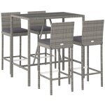 Ensemble de bar de jardin 5 pcs avec coussins gris poly rotin vidaxl