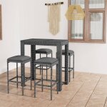 Ensemble de bar de jardin 5 pcs et coussins r�sine tress�e gris vidaxl