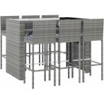 Ensemble de bar de jardin 7 pcs avec coussins gris poly rotin vidaxl