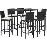Ensemble de bar de jardin 7 pcs avec coussins noir poly rotin vidaxl